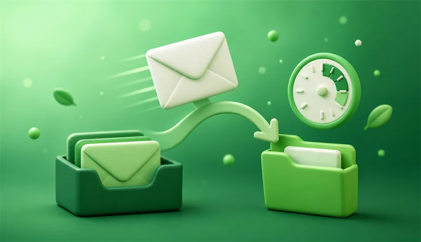 A blocked sender's message being routed into Outlook's Junk Email folder, where it is deleted on a short timer